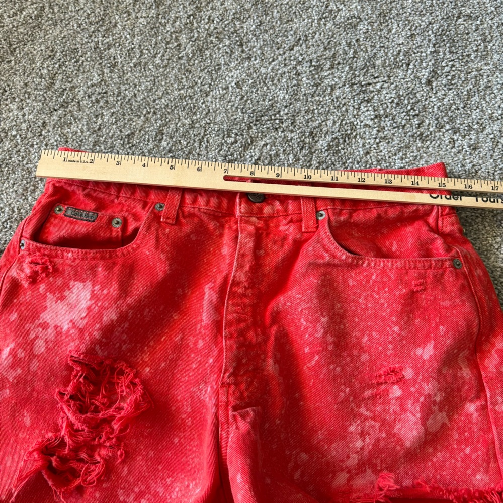 vintage Calvin Klein jeans shorts womens 13 red bleached distressed holy cut off - Picture 9 of 12